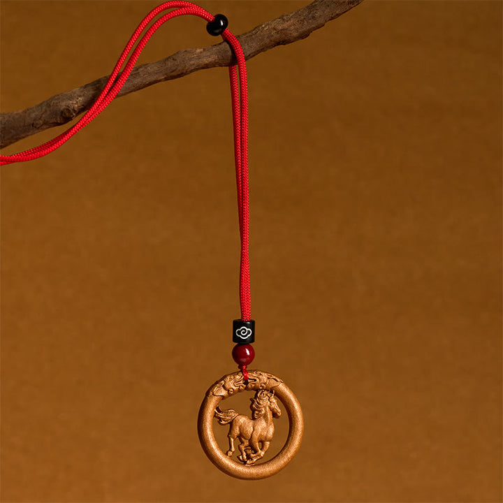 Buddha Stones z drewna brzoskwiniowego, chiński znak zodiaku, rok konia, odstraszający złe duchy - image 12