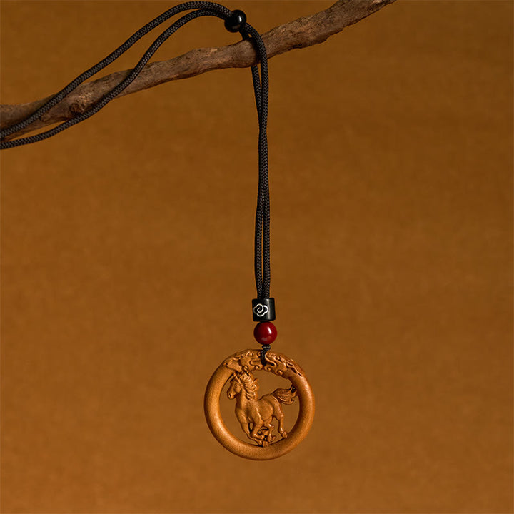 Buddha Stones z drewna brzoskwiniowego, chiński znak zodiaku, rok konia, odstraszający złe duchy - image 2