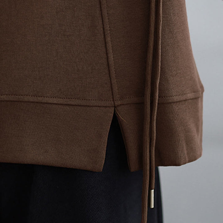 Bluza damska z długim rękawem i okrągłym dekoltem z bawełny z motywem Buddha Stones , zapinana na guziki w kształcie żaby - image 15