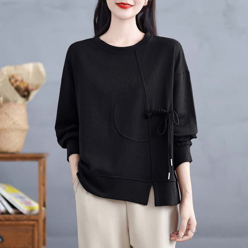 Bluza damska z długim rękawem i okrągłym dekoltem z bawełny z motywem Buddha Stones , zapinana na guziki w kształcie żaby - Czarny - US12, UK/AU16, EU44 (3XL) - image 16