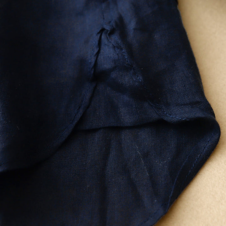 Koszula damska z długim rękawem z bawełny w jednolitym kolorze z okrągłym dekoltem i guzikami w kształcie Buddha Stones - image 4