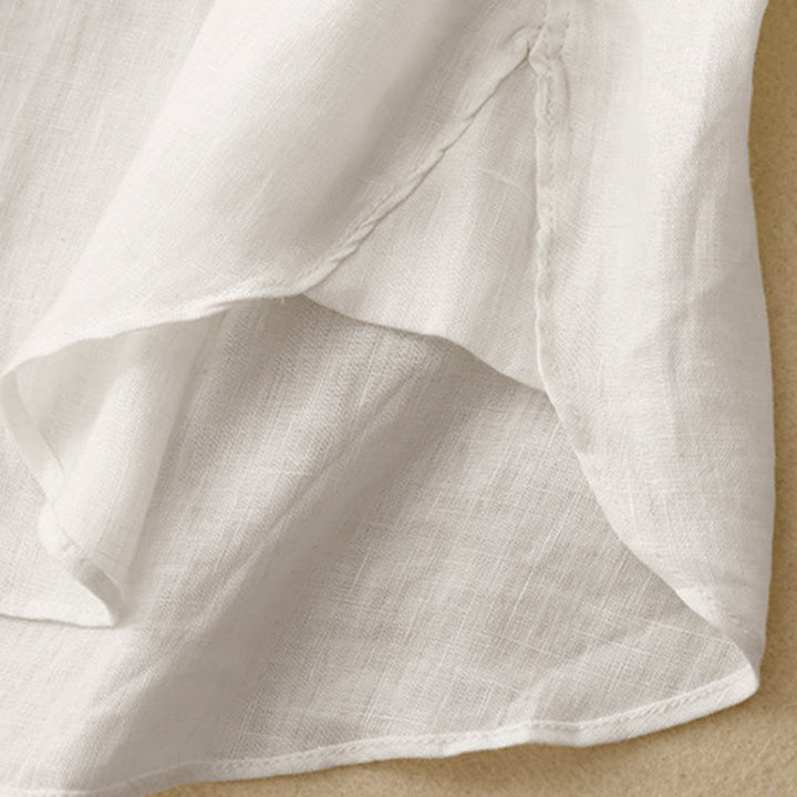 Koszula damska z długim rękawem z bawełny w jednolitym kolorze z okrągłym dekoltem i guzikami w kształcie Buddha Stones - image 13