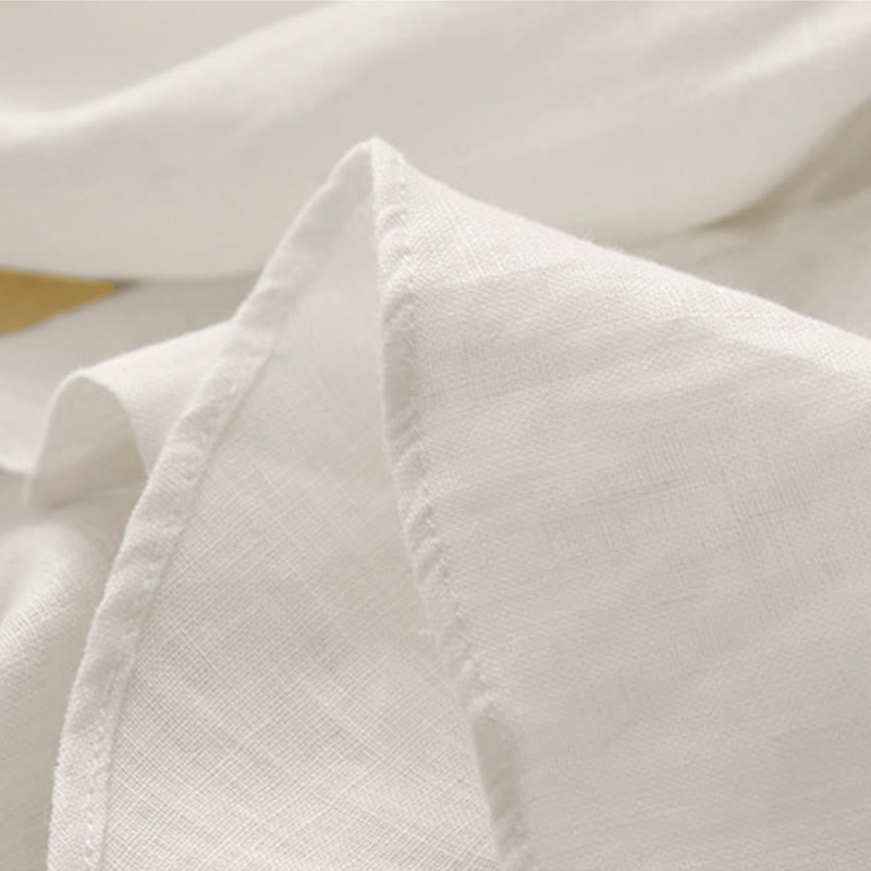 Koszula damska z długim rękawem z bawełny w jednolitym kolorze z okrągłym dekoltem i guzikami w kształcie Buddha Stones - image 14