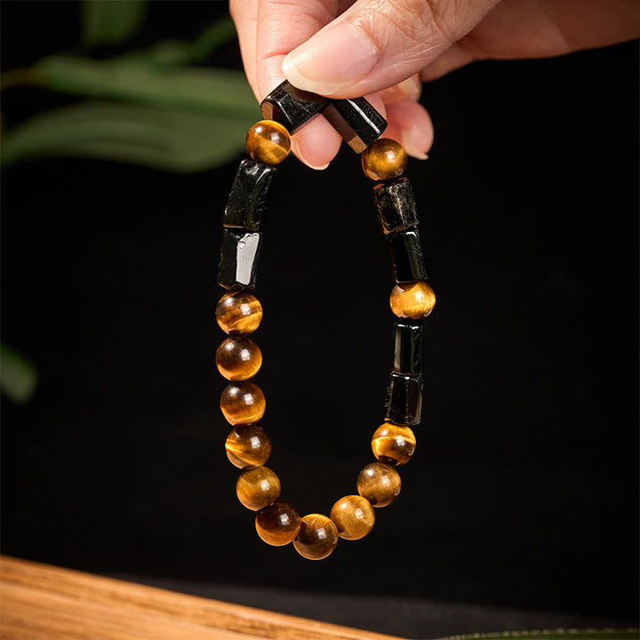 Bransoletka Buddha Stones Natural Black Tourmaline Tiger Eye Positive - image 3