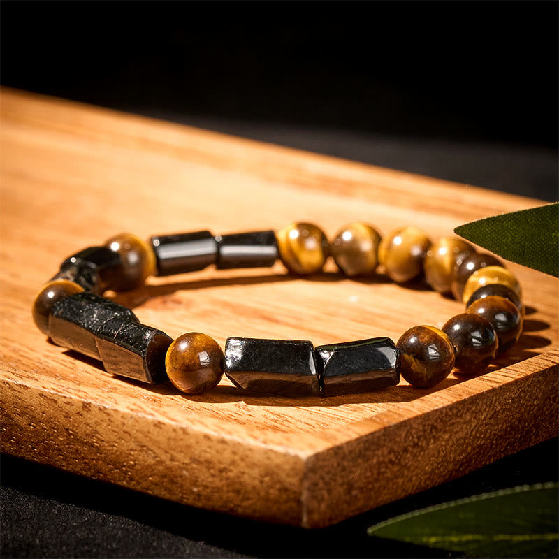 Bransoletka Buddha Stones Natural Black Tourmaline Tiger Eye Positive - image 2