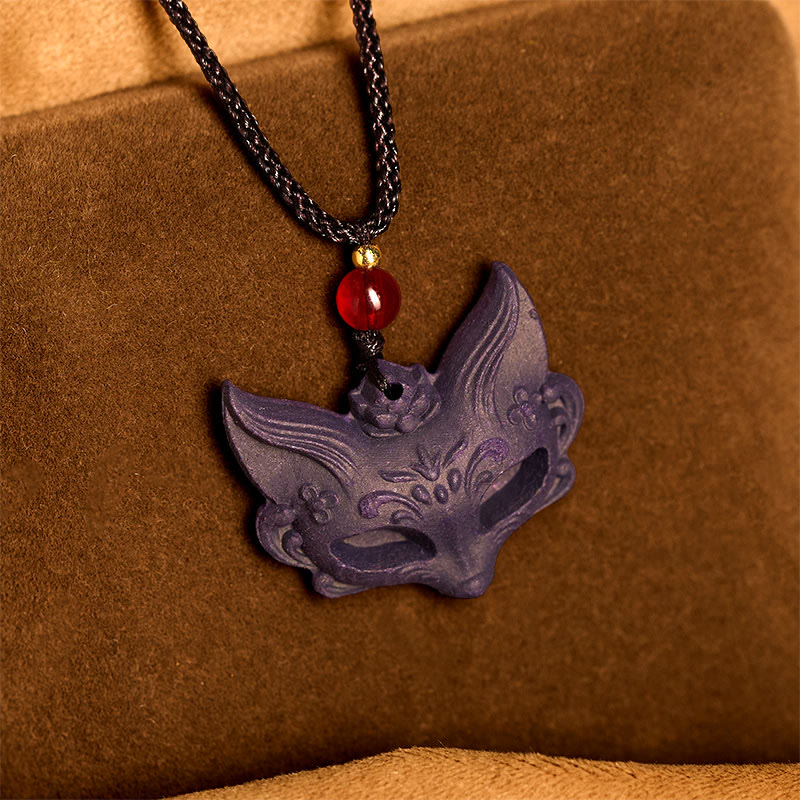 Naszyjnik z Buddha Stones, maską lisa, motylem i klamrą pokoju, z wisiorkiem Fortune - image 3