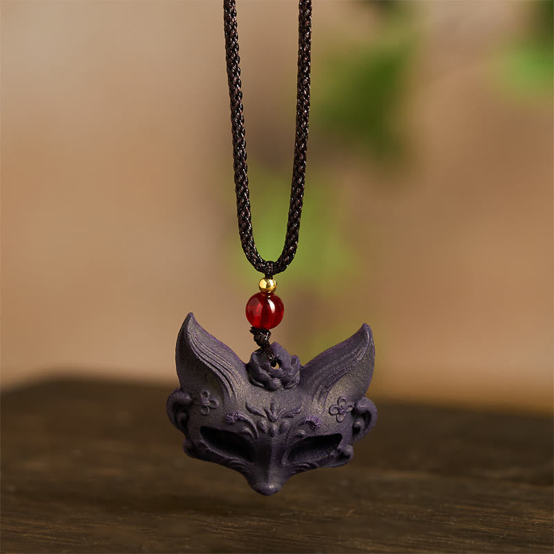 Naszyjnik z Buddha Stones, maską lisa, motylem i klamrą pokoju, z wisiorkiem Fortune - image 4