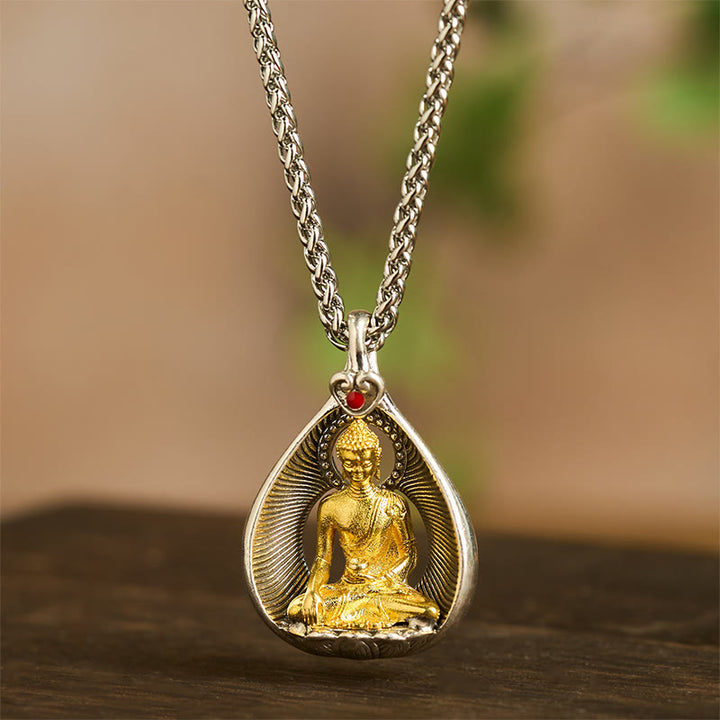 Naszyjnik z wisiorkiem szczęścia, Buddha Stones , zielona Tara, Budda Siakjamuni, łańcuszek miedziany ze srebra - image 11