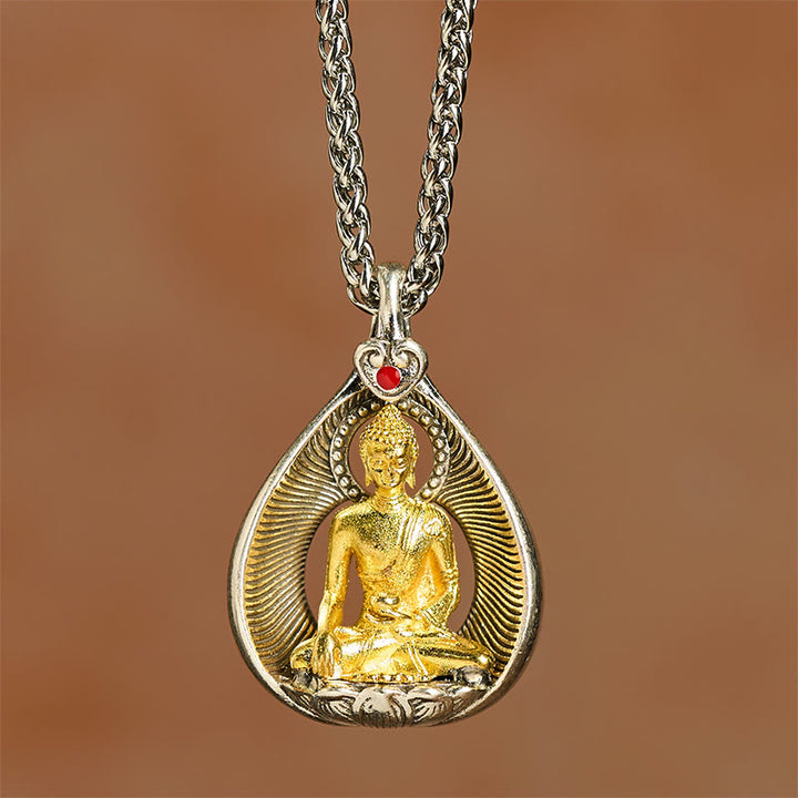 Naszyjnik z wisiorkiem szczęścia, Buddha Stones , zielona Tara, Budda Siakjamuni, łańcuszek miedziany ze srebra - image 12