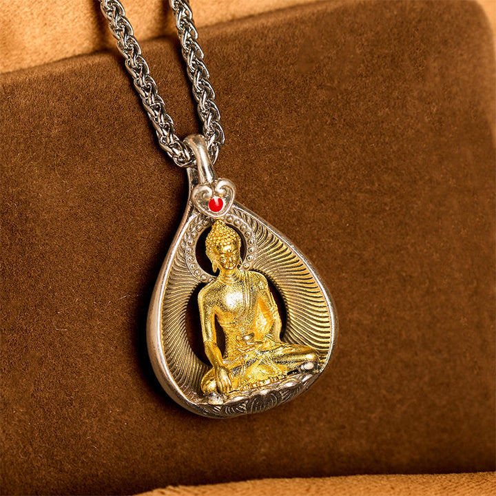 Naszyjnik z wisiorkiem szczęścia, Buddha Stones , zielona Tara, Budda Siakjamuni, łańcuszek miedziany ze srebra - image 10