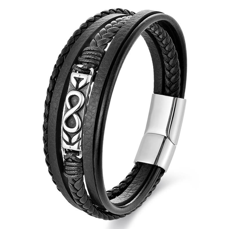 Bransoletka z wielowarstwowej skóry w kształcie ósemki z Buddha Stones ze stali tytanowej - Wielowarstwowe (obwód nadgarstka: 18-19 cm) - image 8