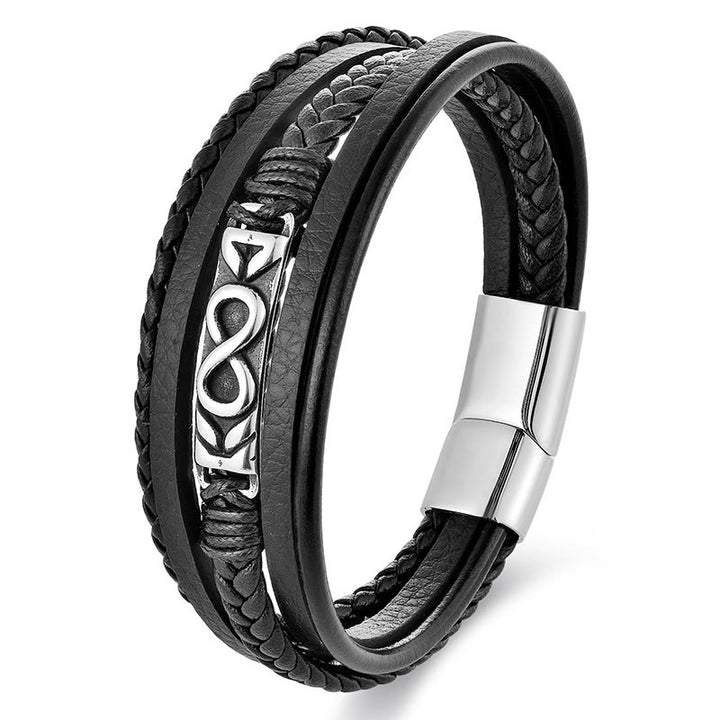 Bransoletka z wielowarstwowej skóry w kształcie ósemki z Buddha Stones ze stali tytanowej - Wielowarstwowe (obwód nadgarstka: 18-19 cm) - image 8