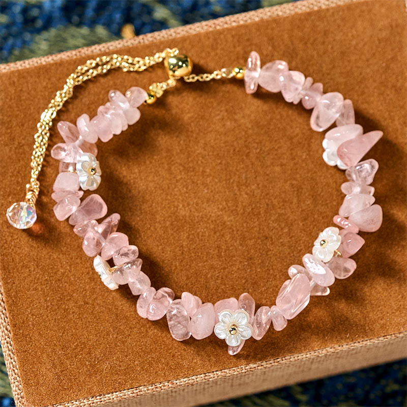 Bransoletka z nieregularnym wzorem kwiatów z kryształu Buddha Stones z ametystem i białym kryształem - image 36