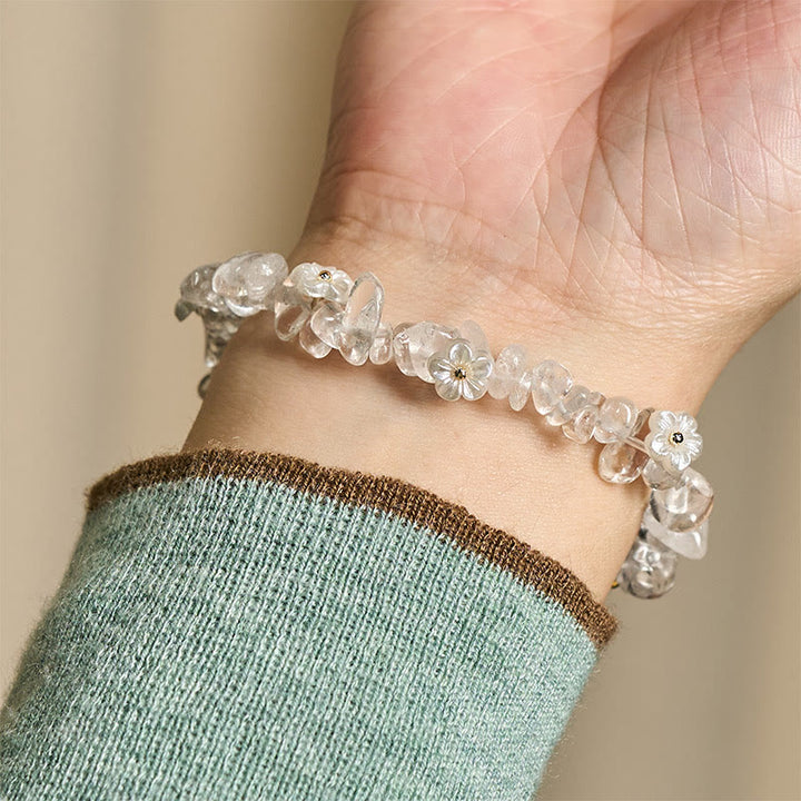 Bransoletka z nieregularnym wzorem kwiatów z kryształu Buddha Stones z ametystem i białym kryształem - image 15