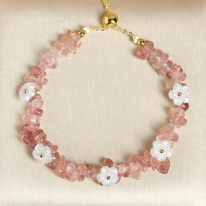 Bransoletka z nieregularnym wzorem kwiatów z kryształu Buddha Stones z ametystem i białym kryształem - image 43