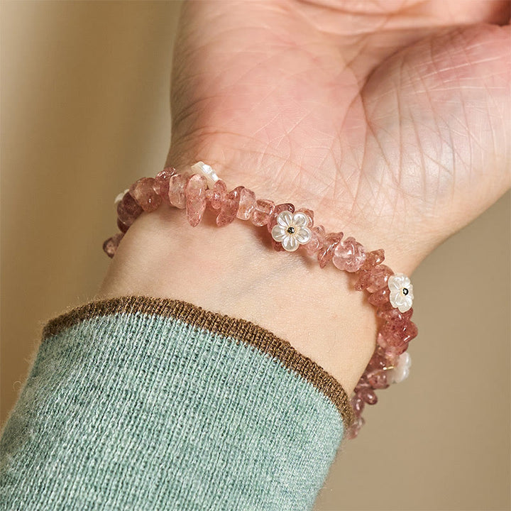 Bransoletka z nieregularnym wzorem kwiatów z kryształu Buddha Stones z ametystem i białym kryształem - image 47