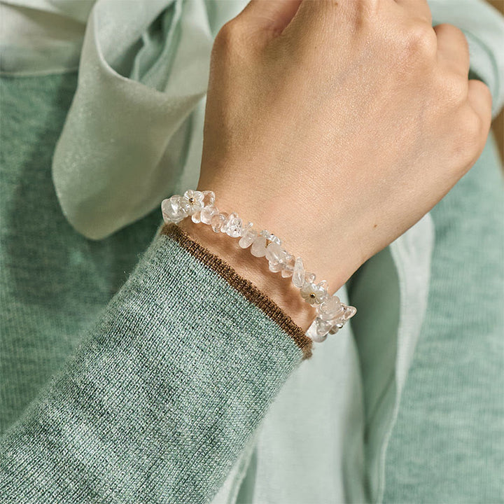 Bransoletka z nieregularnym wzorem kwiatów z kryształu Buddha Stones z ametystem i białym kryształem - image 14