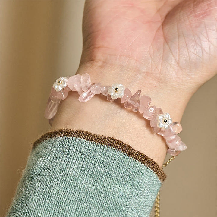 Bransoletka z nieregularnym wzorem kwiatów z kryształu Buddha Stones z ametystem i białym kryształem - image 39