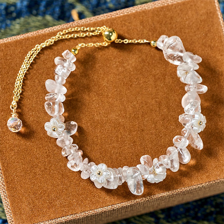 Bransoletka z nieregularnym wzorem kwiatów z kryształu Buddha Stones z ametystem i białym kryształem - image 12