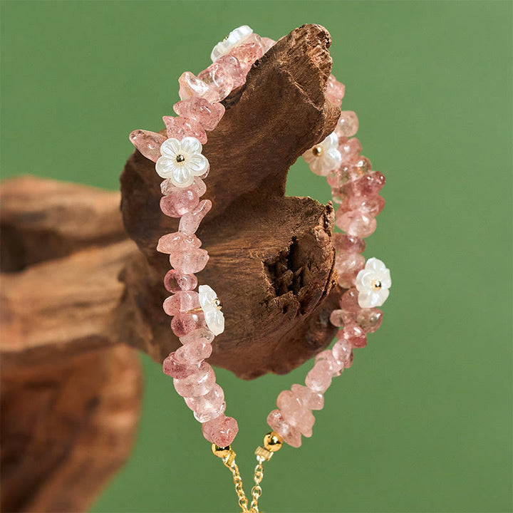 Bransoletka z nieregularnym wzorem kwiatów z kryształu Buddha Stones z ametystem i białym kryształem - image 42