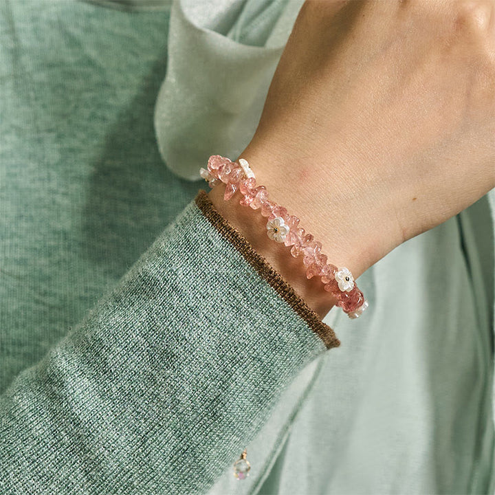 Bransoletka z nieregularnym wzorem kwiatów z kryształu Buddha Stones z ametystem i białym kryształem - image 46