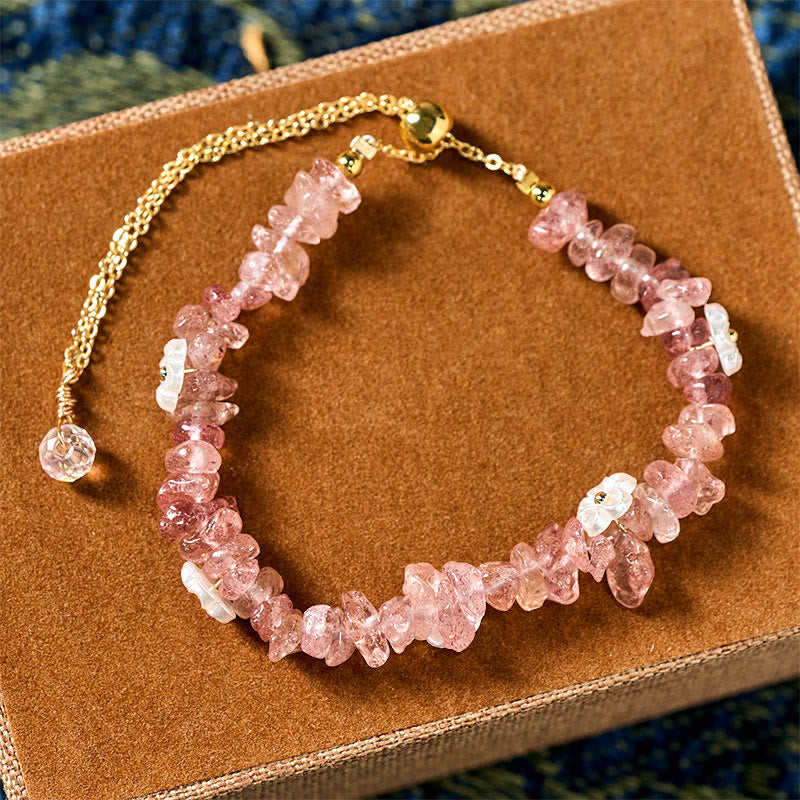 Bransoletka z nieregularnym wzorem kwiatów z kryształu Buddha Stones z ametystem i białym kryształem - image 44