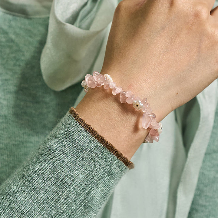 Bransoletka z nieregularnym wzorem kwiatów z kryształu Buddha Stones z ametystem i białym kryształem - image 38