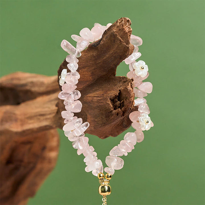 Bransoletka z nieregularnym wzorem kwiatów z kryształu Buddha Stones z ametystem i białym kryształem - image 36