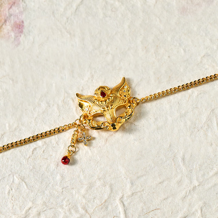 Bransoletka z łańcuszkiem z zawieszką w kształcie maski lisa , Buddha Stones, 24-karatowym złotem - image 5