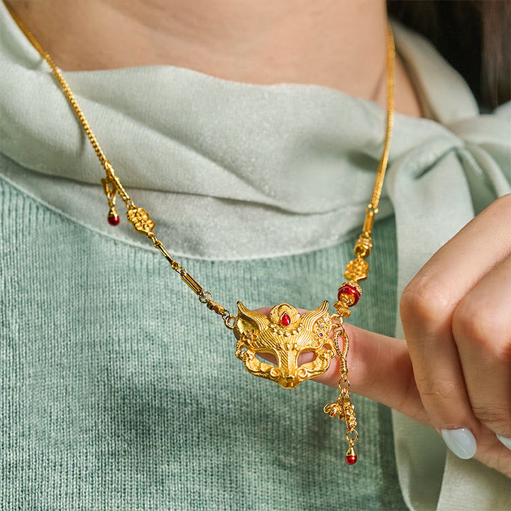Naszyjnik z wisiorkiem z frędzlami z motywem lisa, wykonany z mosiądzu platerowanego 24-karatowym złotem - image 5