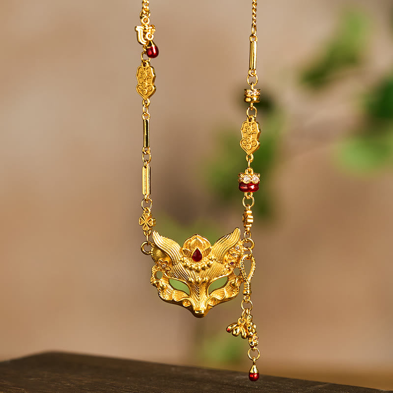 Naszyjnik z wisiorkiem z frędzlami z motywem lisa, wykonany z mosiądzu platerowanego 24-karatowym złotem - image 4