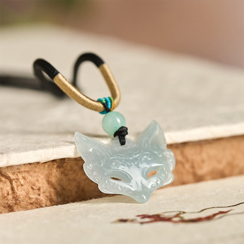 Naszyjnik z liną i wisiorkiem z Buddha Stones, maską lisa i pomyślnością - image 1