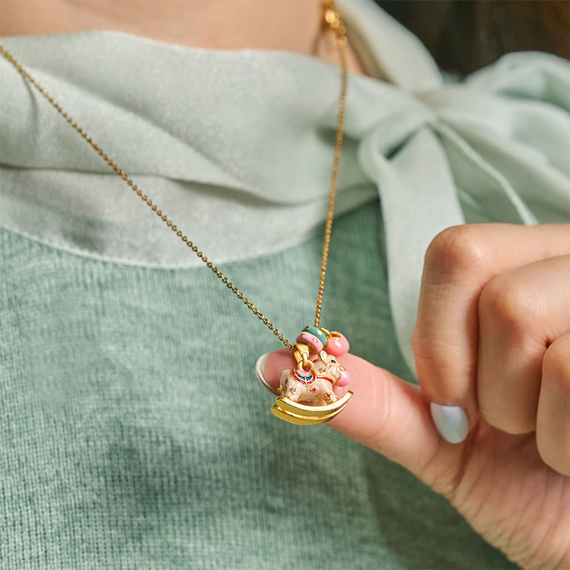 Naszyjnik z wisiorkiem z kolorowych Buddha Stones z roku konia, 24-karatowym złotem i miedzią - image 5