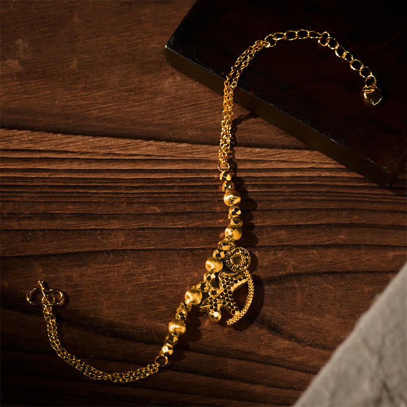 Bransoletka z Buddha Stones, chińskim zodiakiem, rokiem konia, 24-karatowym złotem, miedziana moneta, przynosząca szczęście - image 4