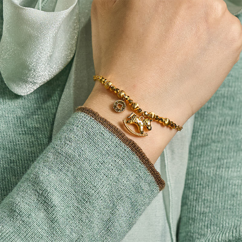 Bransoletka z Buddha Stones, chińskim zodiakiem, rokiem konia, 24-karatowym złotem, miedziana moneta, przynosząca szczęście - image 6