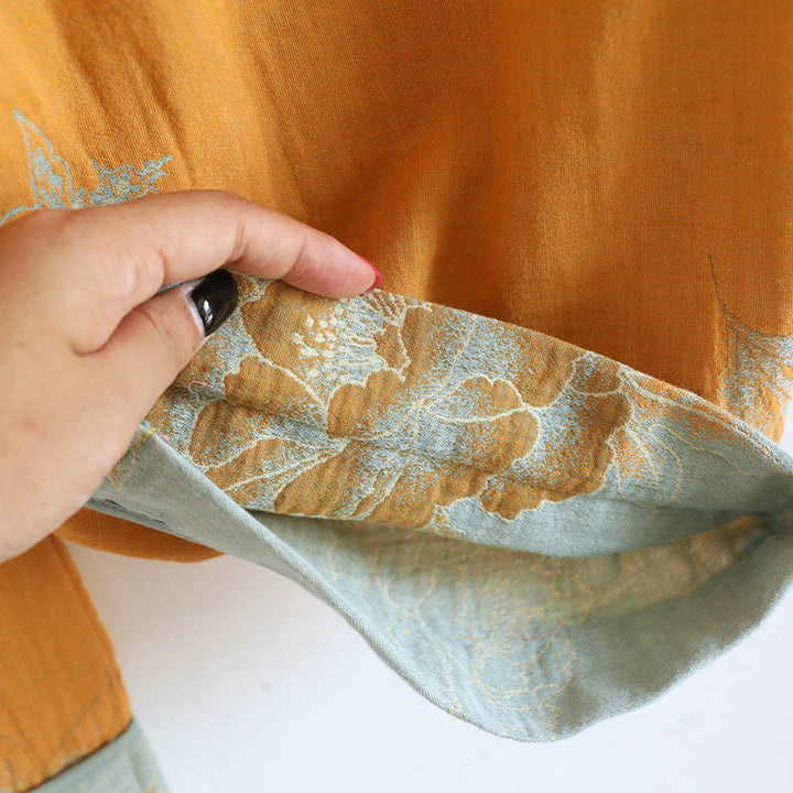 Buddha Stones, 2 sztuki, kardigan z nadrukiem żaby, długi rękaw, spodnie, kieszenie, bawełniany komplet  - image 7