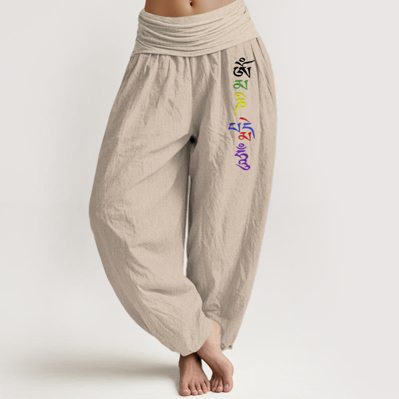 Buddha Stones spodnie haremowe z elastyczną talią, wykonane z czystej bawełny, z symbolem Om w stylu tybetańskim - Dębnik - US16, UK/AU20, EU48 (3XL) - image 11