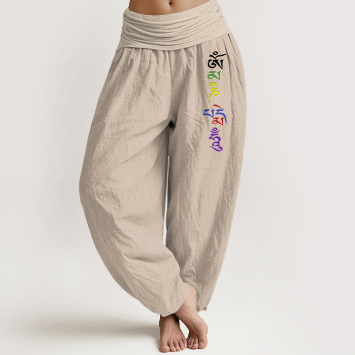 Buddha Stones spodnie haremowe z elastyczną talią, wykonane z czystej bawełny, z symbolem Om w stylu tybetańskim - Dębnik - US16, UK/AU20, EU48 (3XL) - image 11