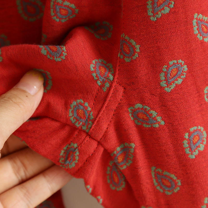 Buddha Stones, 2 sztuki, kolorowa, kwiatowa koszula z długim rękawem i guzikami żaby, komplet z czystej bawełny  - image 14