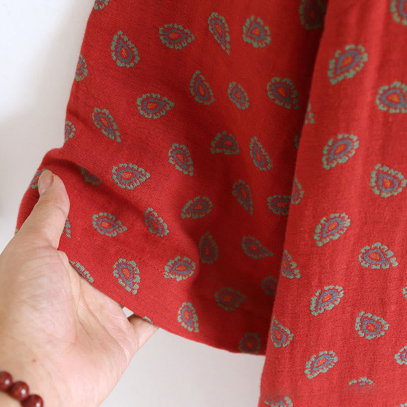 Buddha Stones, 2 sztuki, kolorowa, kwiatowa koszula z długim rękawem i guzikami żaby, komplet z czystej bawełny  - image 12