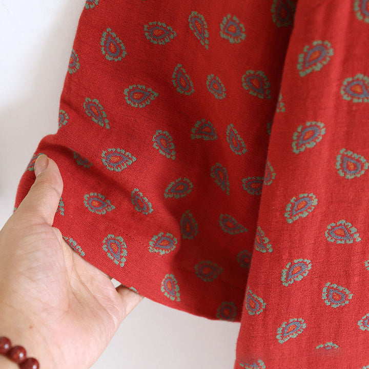 Buddha Stones, 2 sztuki, kolorowa, kwiatowa koszula z długim rękawem i guzikami żaby, komplet z czystej bawełny  - image 12