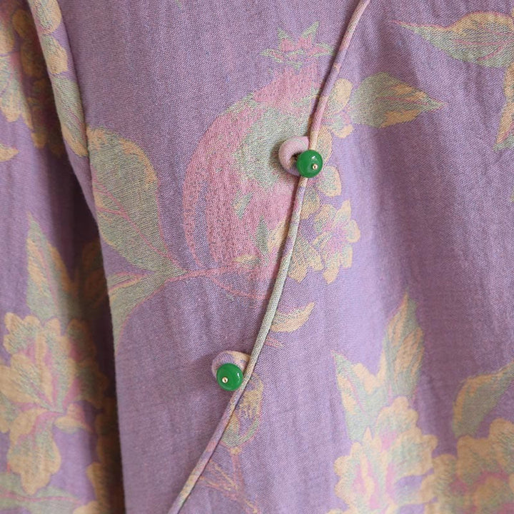 Buddha Stones, 2 sztuki, kwiatowy wzór, koszula z długim rękawem, okrągły dekolt, spodnie zapinane na guziki, komplet bawełniany  - image 11