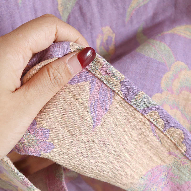 Buddha Stones, 2 sztuki, kwiatowy wzór, koszula z długim rękawem, okrągły dekolt, spodnie zapinane na guziki, komplet bawełniany  - image 15