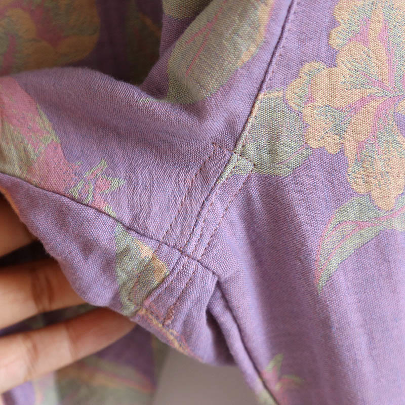 Buddha Stones, 2 sztuki, kwiatowy wzór, koszula z długim rękawem, okrągły dekolt, spodnie zapinane na guziki, komplet bawełniany  - image 21