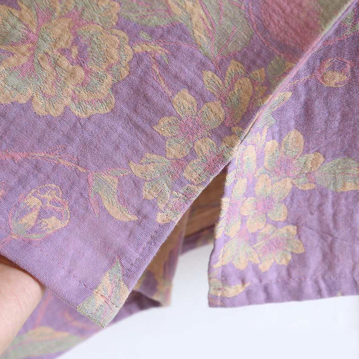 Buddha Stones, 2 sztuki, kwiatowy wzór, koszula z długim rękawem, okrągły dekolt, spodnie zapinane na guziki, komplet bawełniany  - image 14