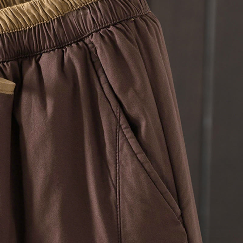 Damskie spodnie termiczne haremowe z kieszeniami i gładką bawełną Buddha Stones - image 13