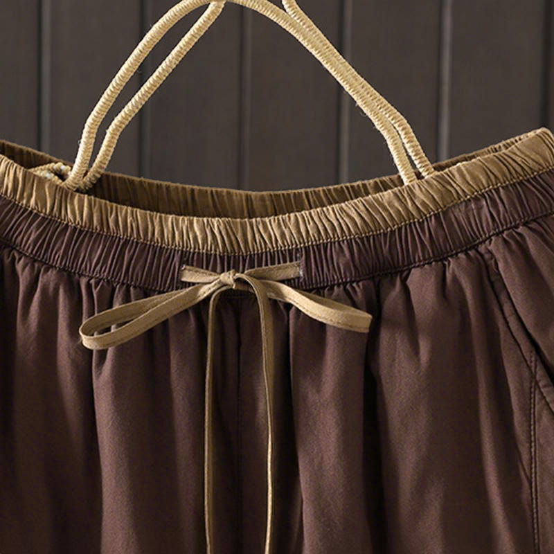 Damskie spodnie termiczne haremowe z kieszeniami i gładką bawełną Buddha Stones - image 7