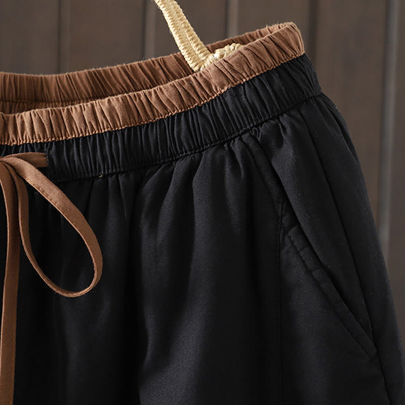 Damskie spodnie termiczne haremowe z kieszeniami i gładką bawełną Buddha Stones - image 3