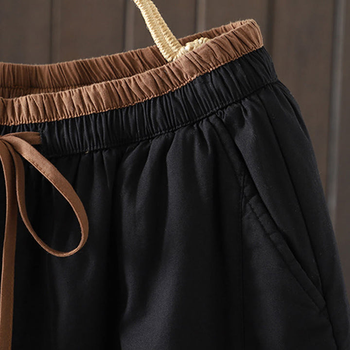 Damskie spodnie termiczne haremowe z kieszeniami i gładką bawełną Buddha Stones - image 3