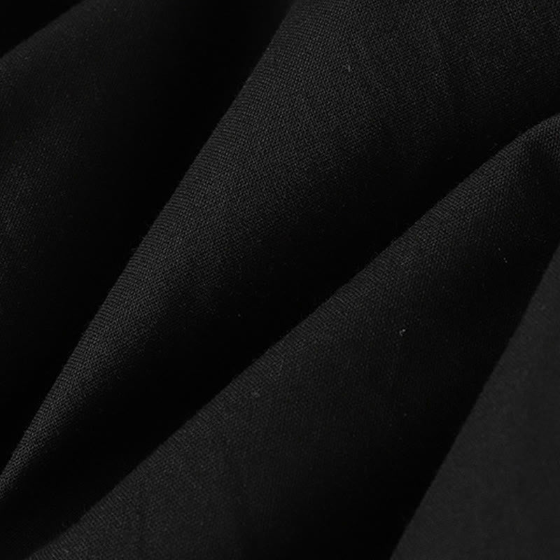 Sukienka midi z bawełny Buddha Stones w jednolitym kolorze, z długimi rękawami i kieszeniami, z klapami i guzikami - image 25